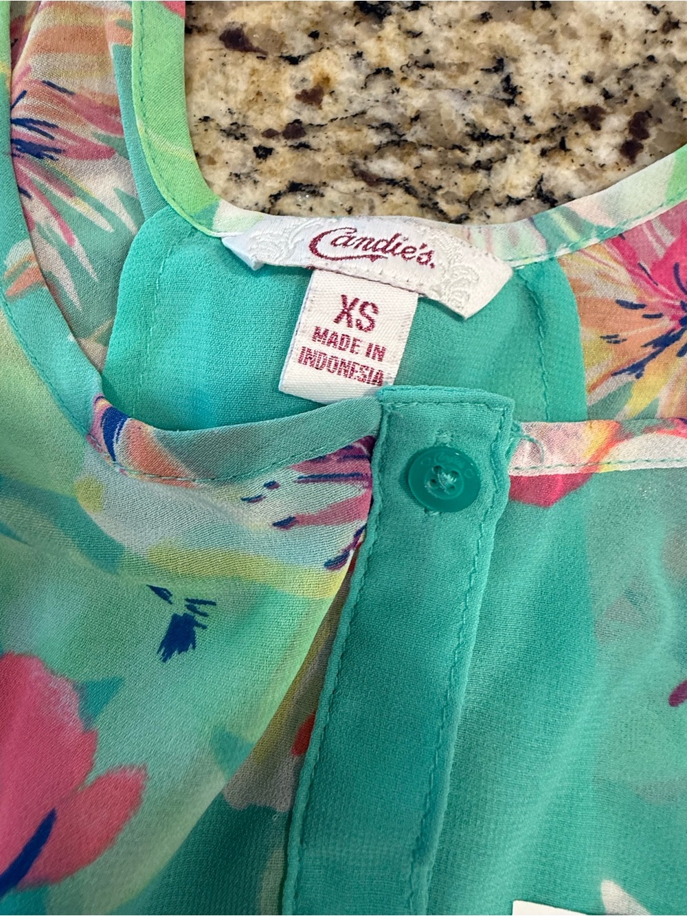 Candies floral tank top teal pink purple SZ XS - Picture 5 of 11